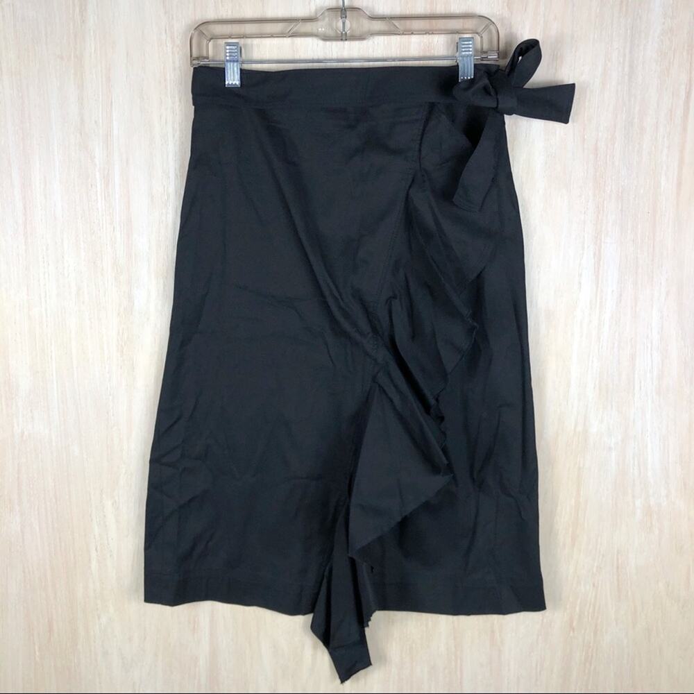 NWT Halogen Black Asymmetrical Ruffle Career Office Wear Career A-Line Skirt 4